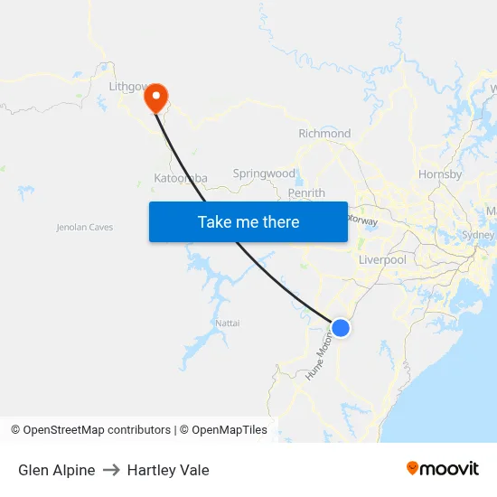 Glen Alpine to Hartley Vale map