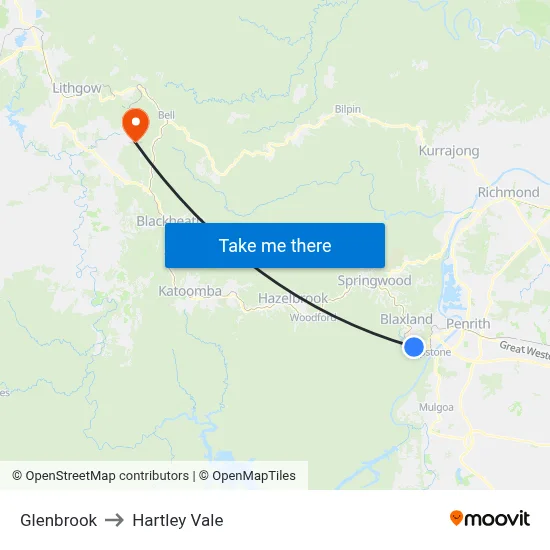 Glenbrook to Hartley Vale map