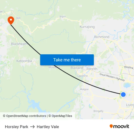 Horsley Park to Hartley Vale map