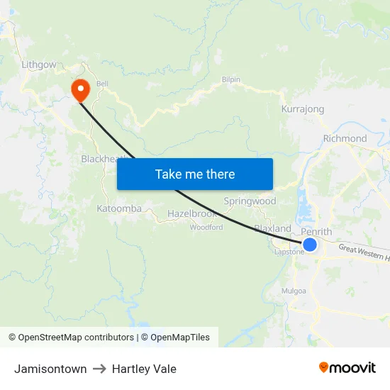 Jamisontown to Hartley Vale map
