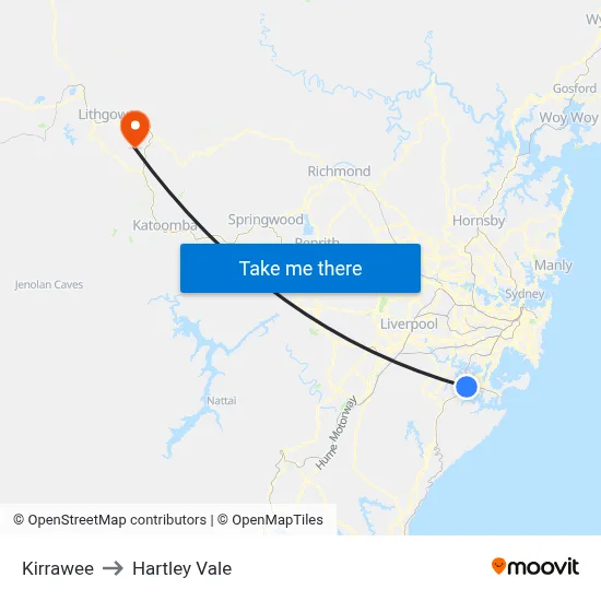 Kirrawee to Hartley Vale map
