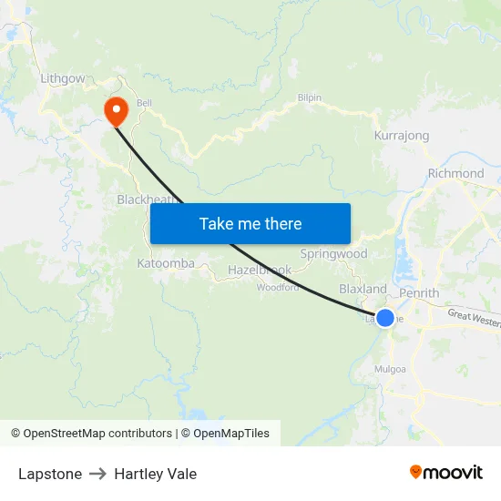 Lapstone to Hartley Vale map