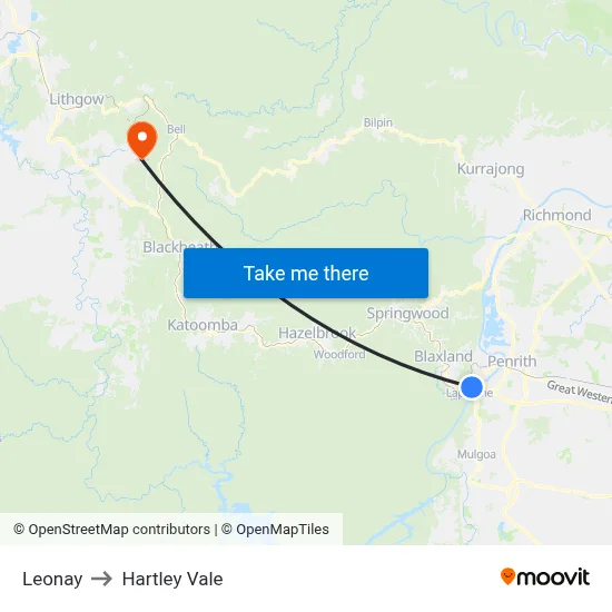 Leonay to Hartley Vale map