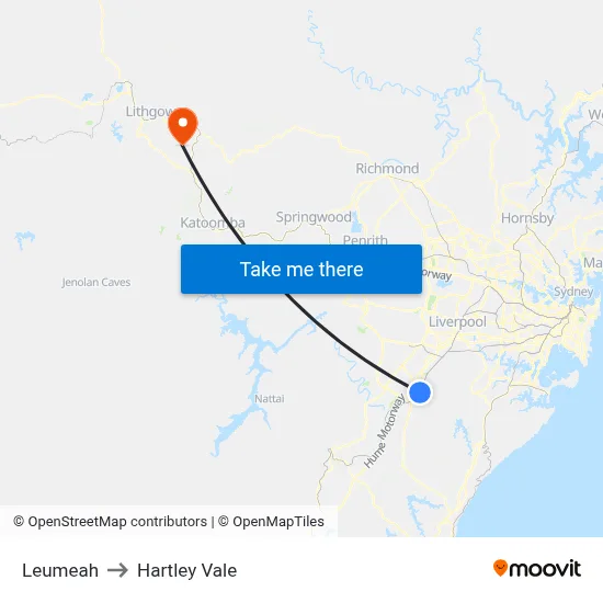 Leumeah to Hartley Vale map