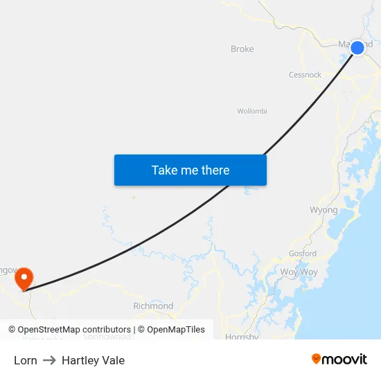 Lorn to Hartley Vale map
