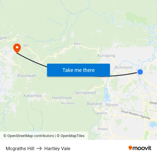 Mcgraths Hill to Hartley Vale map