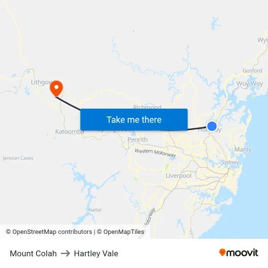 Mount Colah to Hartley Vale map