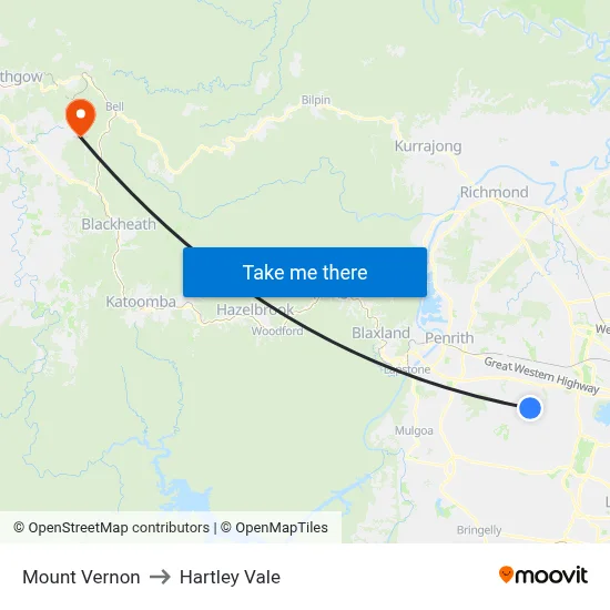 Mount Vernon to Hartley Vale map
