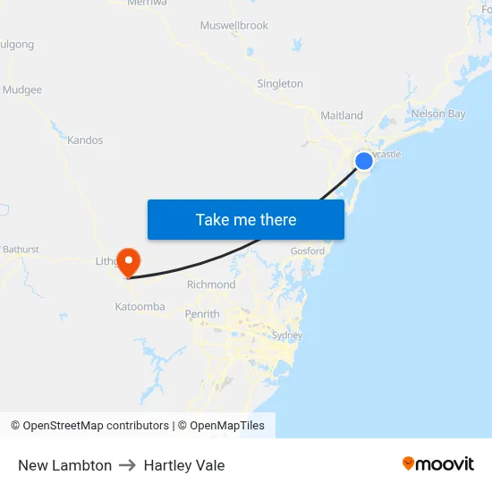 New Lambton to Hartley Vale map