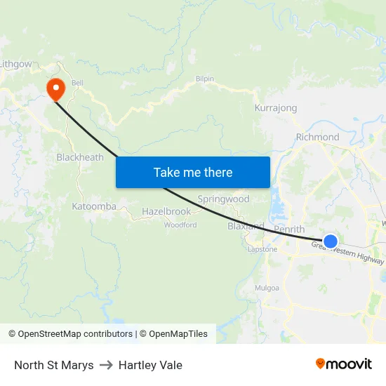 North St Marys to Hartley Vale map