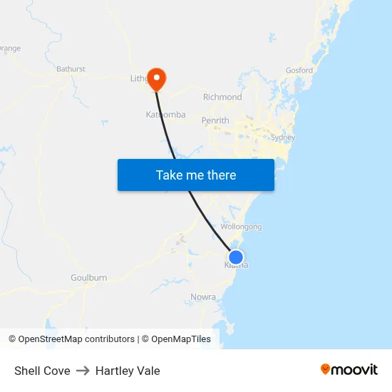 Shell Cove to Hartley Vale map