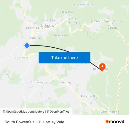 South Bowenfels to Hartley Vale map