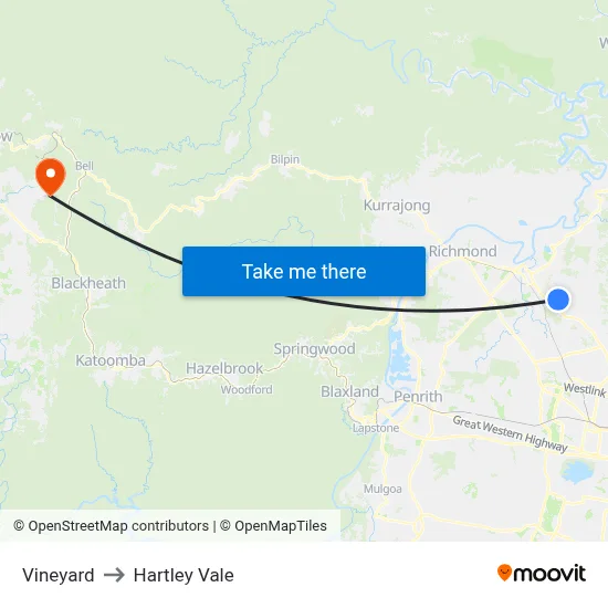 Vineyard to Hartley Vale map