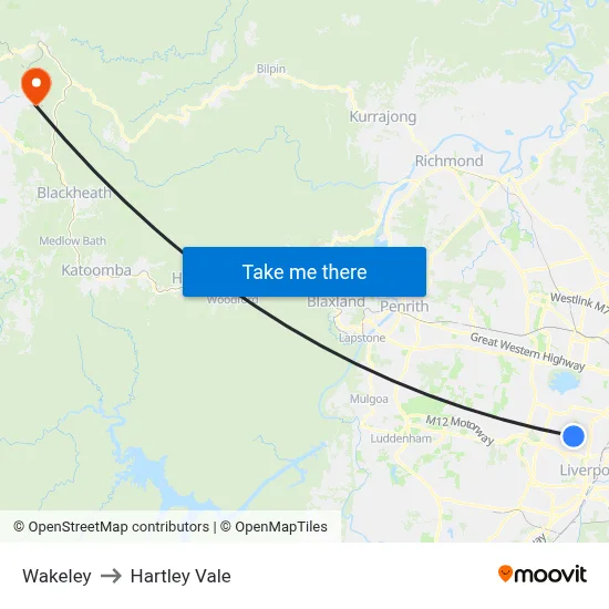 Wakeley to Hartley Vale map