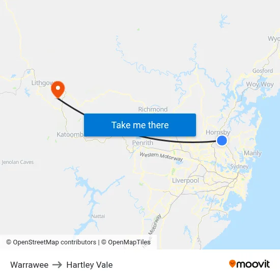 Warrawee to Hartley Vale map