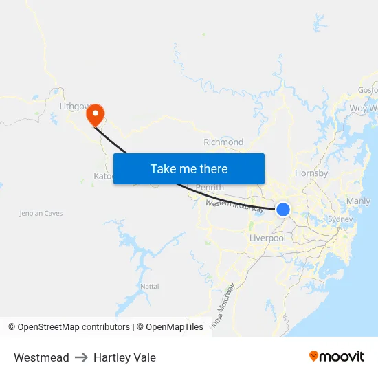 Westmead to Hartley Vale map