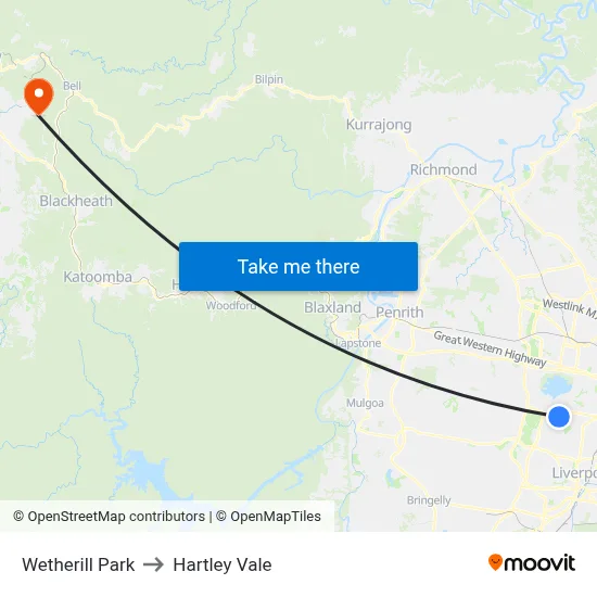 Wetherill Park to Hartley Vale map