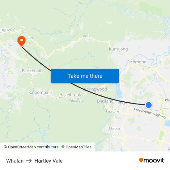 Whalan to Hartley Vale map
