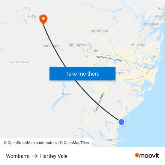 Wombarra to Hartley Vale map