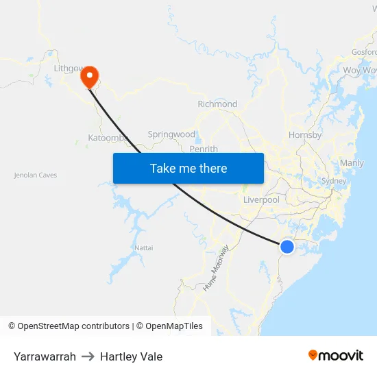 Yarrawarrah to Hartley Vale map