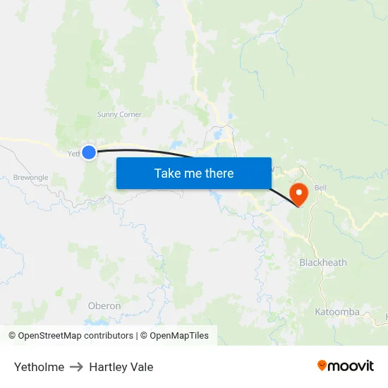 Yetholme to Hartley Vale map