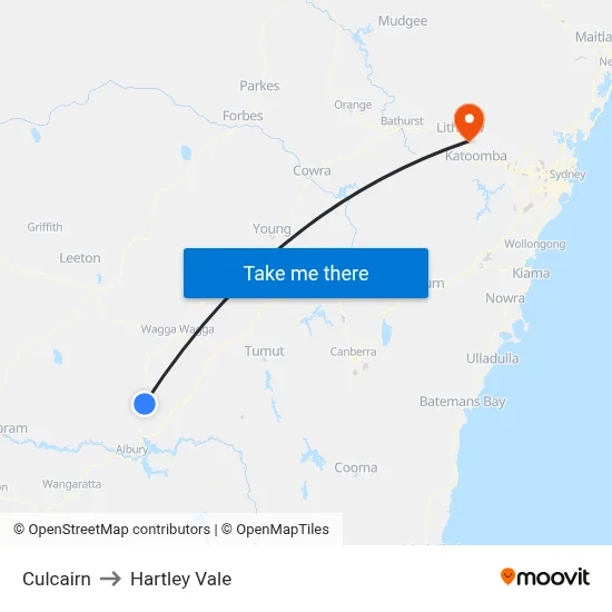 Culcairn to Hartley Vale map