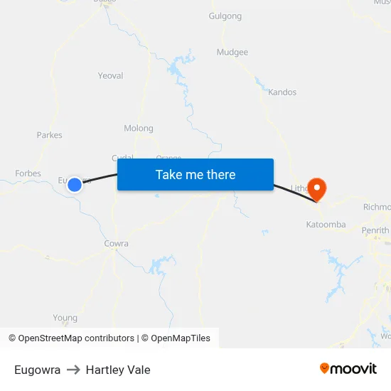 Eugowra to Hartley Vale map