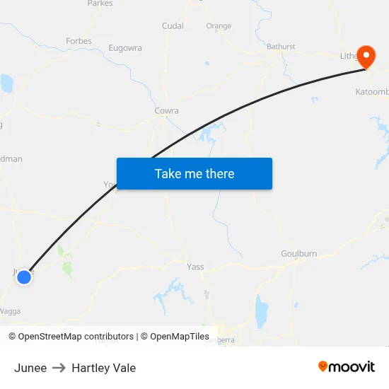 Junee to Hartley Vale map