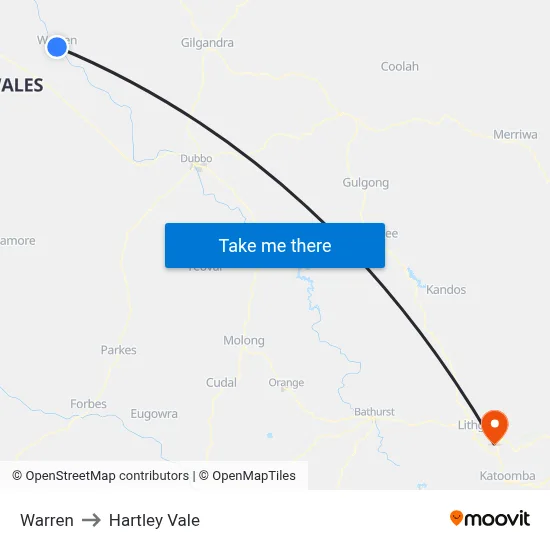 Warren to Hartley Vale map