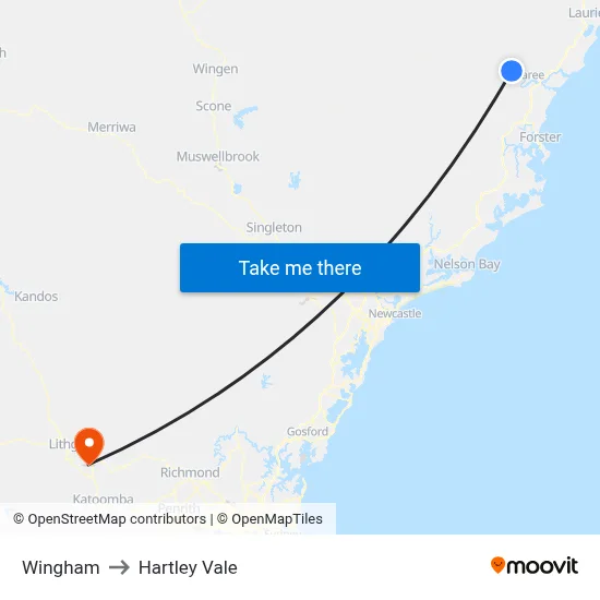 Wingham to Hartley Vale map