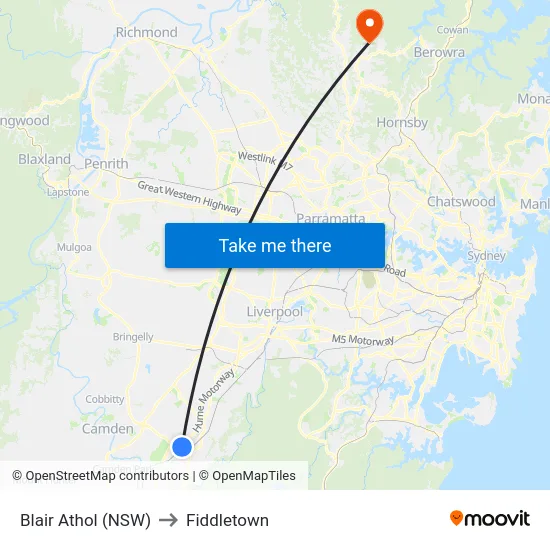 Blair Athol (NSW) to Fiddletown map