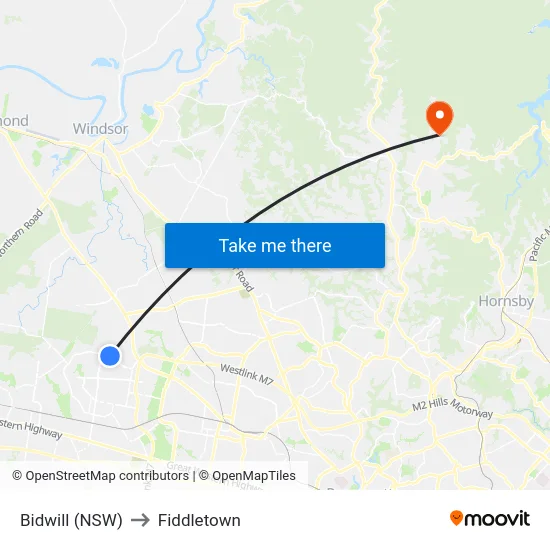 Bidwill (NSW) to Fiddletown map