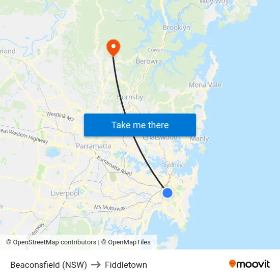 Beaconsfield (NSW) to Fiddletown map