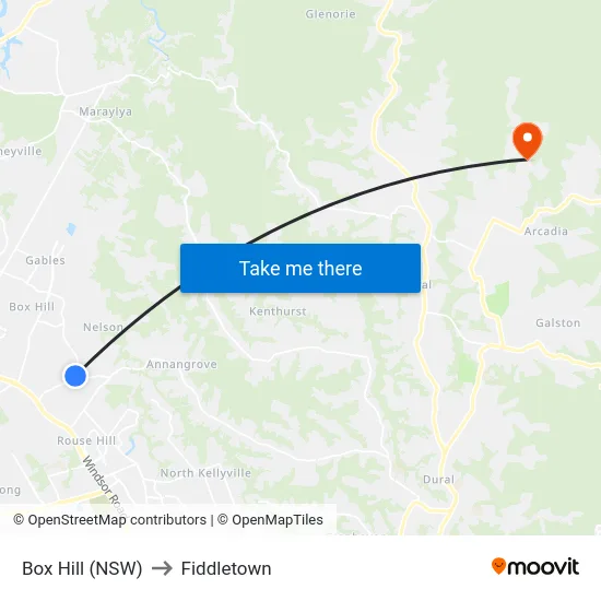Box Hill (NSW) to Fiddletown map