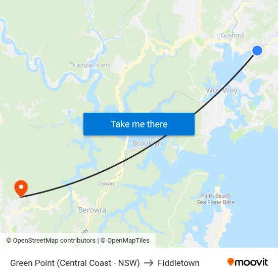 Green Point (Central Coast - NSW) to Fiddletown map