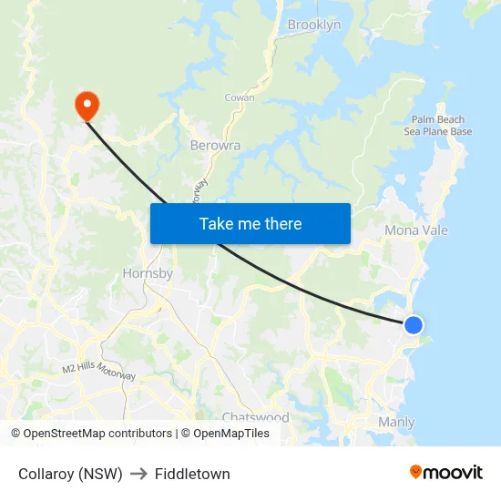 Collaroy (NSW) to Fiddletown map