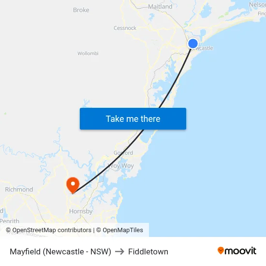 Mayfield (Newcastle - NSW) to Fiddletown map
