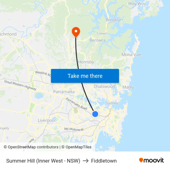 Summer Hill (Inner West - NSW) to Fiddletown map