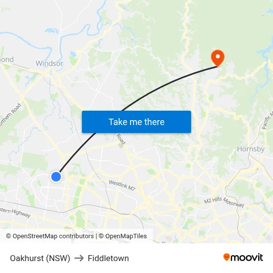 Oakhurst (NSW) to Fiddletown map