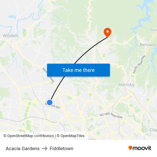 Acacia Gardens to Fiddletown map