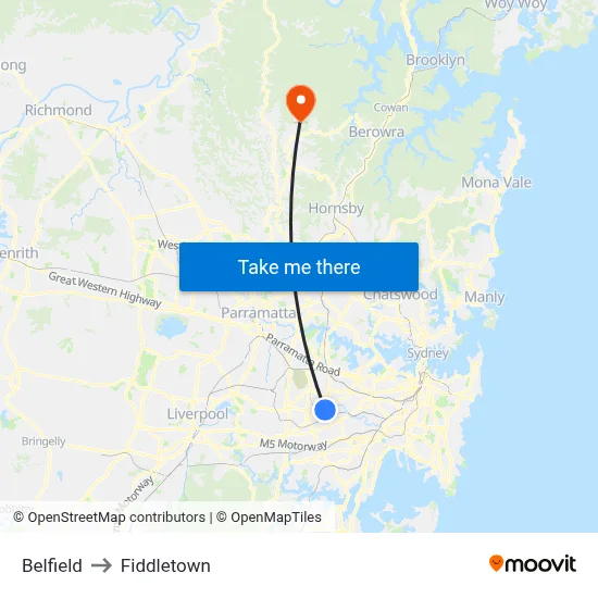 Belfield to Fiddletown map