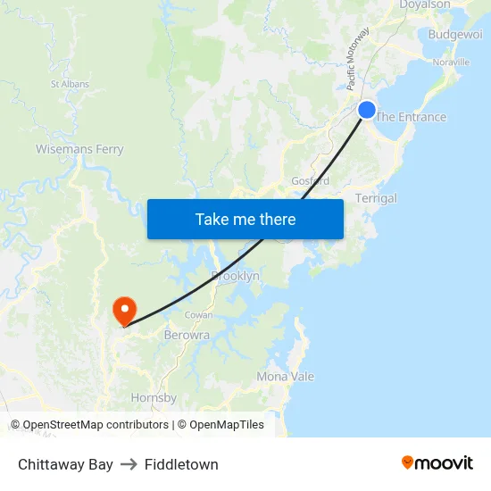 Chittaway Bay to Fiddletown map