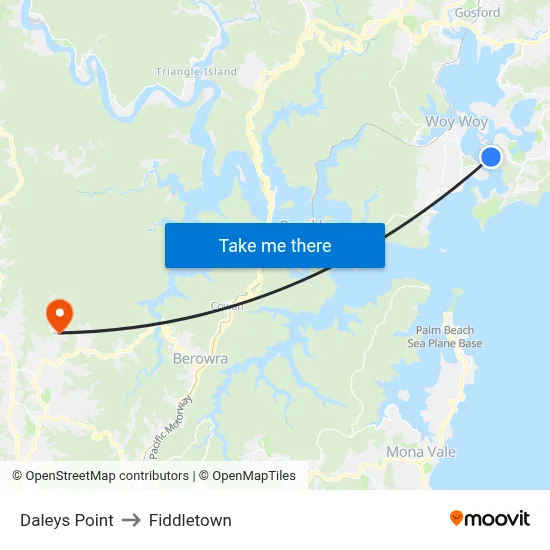 Daleys Point to Fiddletown map