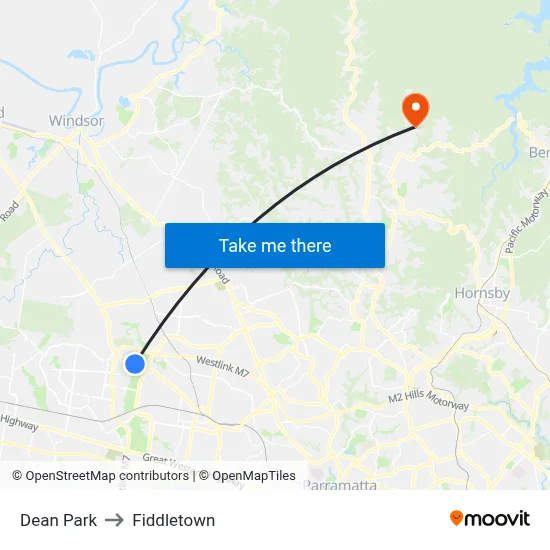 Dean Park to Fiddletown map