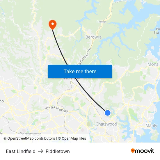 East Lindfield to Fiddletown map