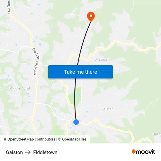 Galston to Fiddletown map