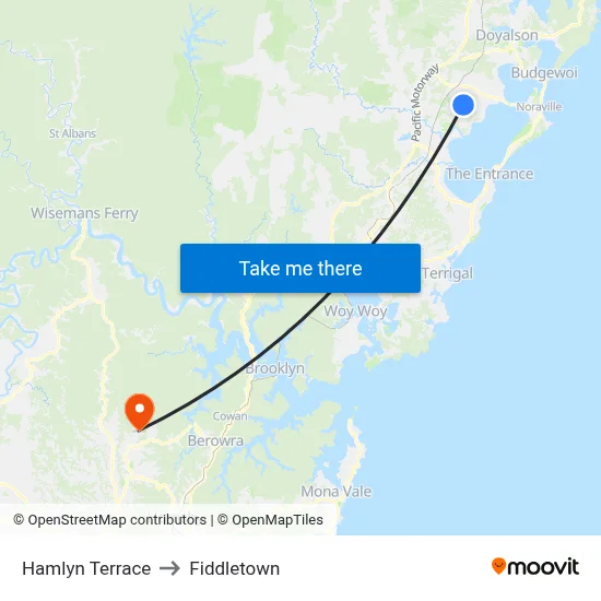 Hamlyn Terrace to Fiddletown map