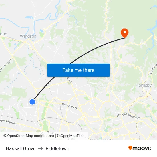 Hassall Grove to Fiddletown map