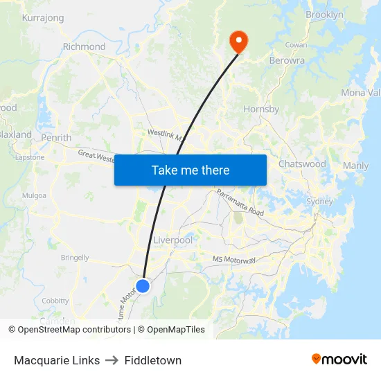 Macquarie Links to Fiddletown map
