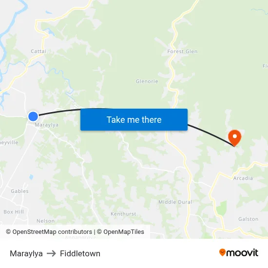 Maraylya to Fiddletown map
